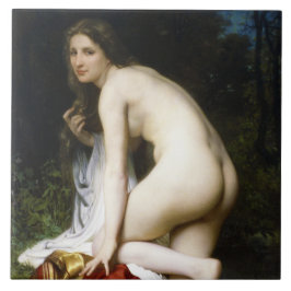 Mooi Vrouw Bather (door Bouguereau) Tegeltje