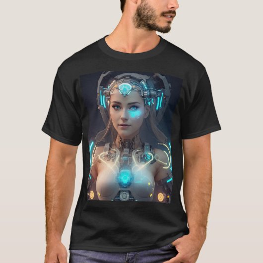 Mooi Vrouw gloeiende cyborg T-shirt (Voorkant)