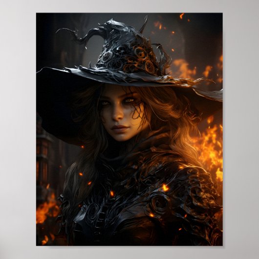 Mooi Vrouw Halloween Heks Geweldige Portret Poster (Voorkant)