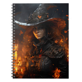 Mooi Vrouw Halloween Spooky Witch Portrait Notitieboek