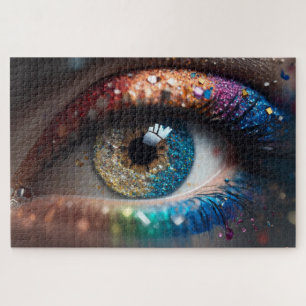 Mooi vrouwen oog met make-up legpuzzel