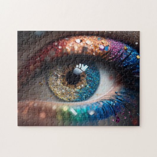 Mooi vrouwen oog met make-up legpuzzel (Horizontaal)