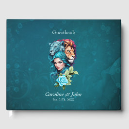 Mooi vrouwenhoofd met expressieve ogen gastenboek
