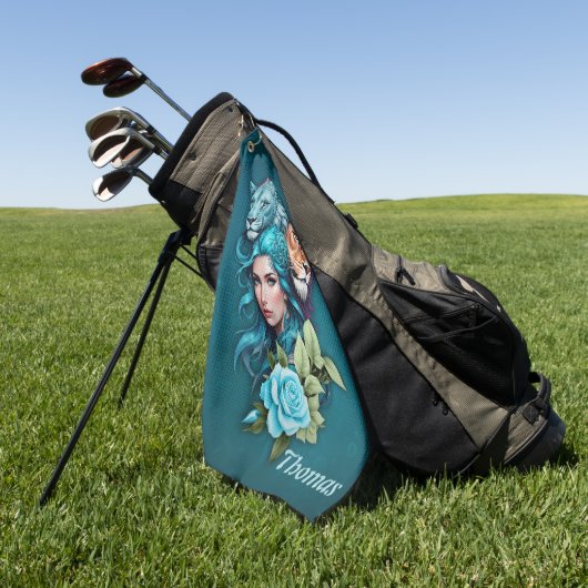 Mooi vrouwenhoofd met expressieve ogen golfhanddoek (Groen)