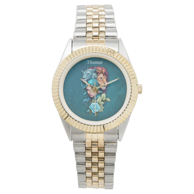 Mooi vrouwenhoofd met expressieve ogen horloge (Voorkant)
