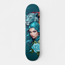 Mooi vrouwenhoofd met expressieve ogen persoonlijk skateboard