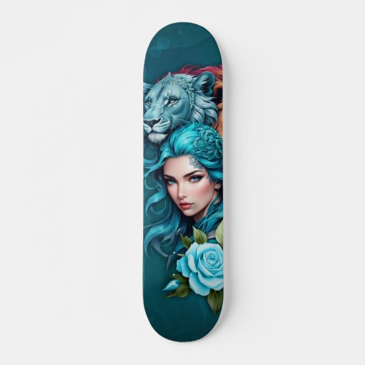 Mooi vrouwenhoofd met expressieve ogen persoonlijk skateboard (Voorkant)