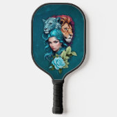 Mooi vrouwenhoofd met expressieve ogen pickleball paddle (Achterkant)
