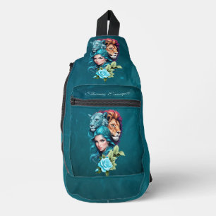 Mooi vrouwenhoofd met expressieve ogen sling bag