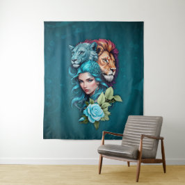 Mooi vrouwenhoofd met expressieve ogen wandkleed