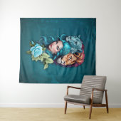 Mooi vrouwenhoofd met expressieve ogen wandkleed (In Situ (horizontaal))