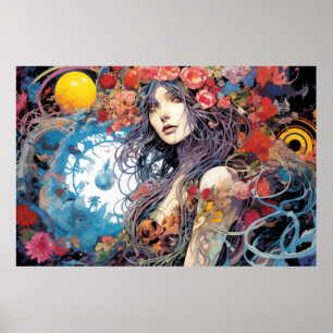 Mooi vrouwenportret betoverend poster