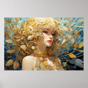 Mooi vrouwenportret betoverend poster