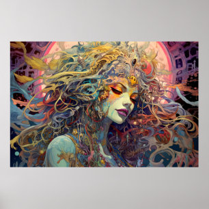 Mooi vrouwenportret betoverend poster