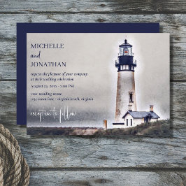 Mooi vuurtoren Nautical Beach Wedding Kaart