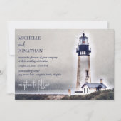 Mooi vuurtoren Nautical Beach Wedding Kaart (Voorkant)