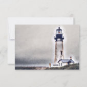 Mooi vuurtoren Nautical Beach Wedding RSVP Kaartje (Achterkant)