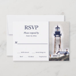 Mooi vuurtoren Nautical Beach Wedding RSVP Kaartje