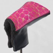 Mooi, warm roze, faux goud, blad, patroon, trendy, golfheadcover (3/4 voorkant)
