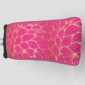 Mooi, warm roze, faux goud, blad, patroon, trendy, golfheadcover (Voorkant)