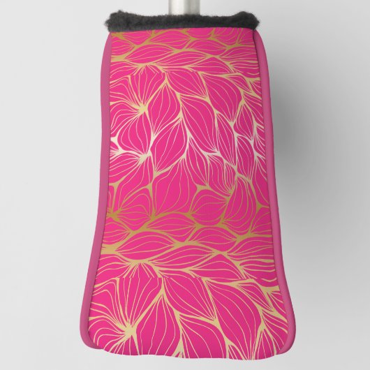 Mooi, warm roze, faux goud, blad, patroon, trendy, golfheadcover (Draai 90)