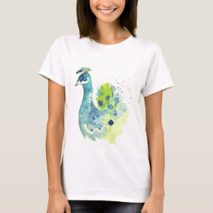 Mooi watercolor pauwenportret t-shirt