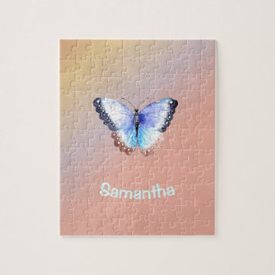 Mooi watercolor vlinder met naam legpuzzel