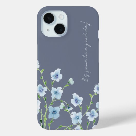 Mooi waterverf blauw bloemmotief  Case-Mate iPhone case (Achterkant)