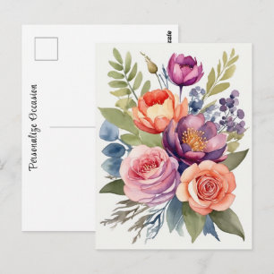 Mooi Waterverf Bloem Boeket Bloemenassortiment Briefkaart