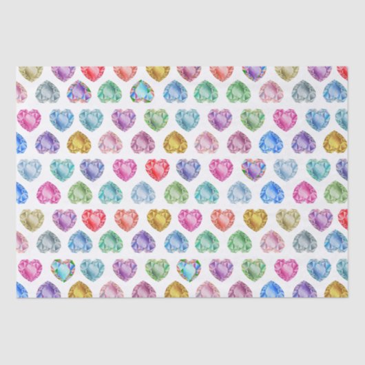 Mooi Waterverf Hart Edelsteen Kleurrijk Leuk Meisj Tissuepapier (Voorkant)