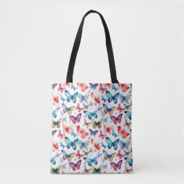 Mooi Waterverf Vlinders Patroon Tote Bag