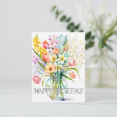 Mooi waterverfboeket met bloemen briefkaart (Staand voorkant)
