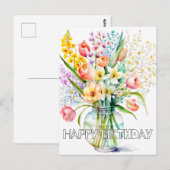 Mooi waterverfboeket met bloemen briefkaart (Voorkant / Achterkant)