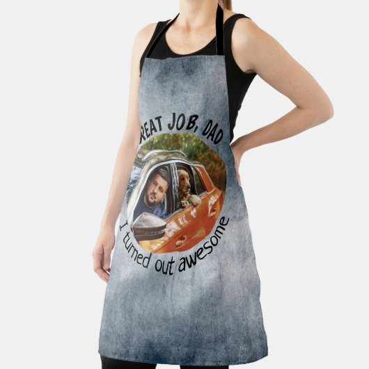 Mooi werk, pap... Vaders Dag Aangepaste foto Grijs Schort (Insitu)