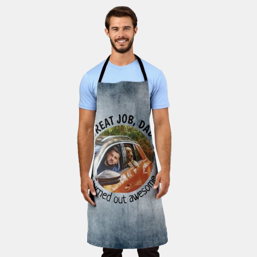 Mooi werk, pap... Vaders Dag Aangepaste foto Grijs Schort (Gedragen)