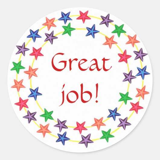 Mooi werk, stickers, cirkels van kleurrijke sterre ronde sticker (Voorkant)