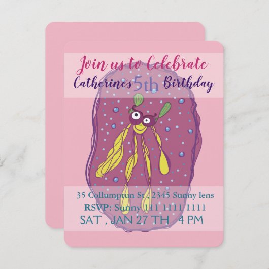 Mooi wezen, kinderen verjaardag uitnodiging (Voorkant / Achterkant)