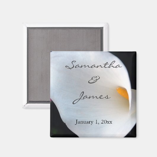 Mooi White Calla Lily Persoonlijk huwelijk Magneet (Voorkant / Achterkant)