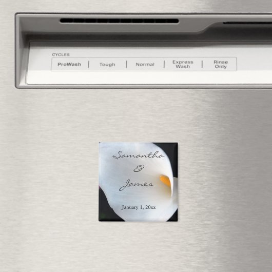 Mooi White Calla Lily Persoonlijk huwelijk Magneet (Insitu (Vaatwasser))