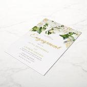 Mooi White Floral Engagement Party Gold Folie Uitnodiging (Gedraaid)
