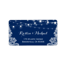 Mooi White Lace String Lights Navy Blue Etiket