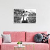 Mooi wild paard zwart en wit canvas afdruk (Insitu (Woonkamer))