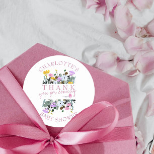 Mooi wilde bloemen gazon Bedankt voor uw komst Ronde Sticker
