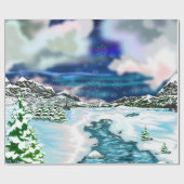 mooi winterlandschap inpakpapier (Vlak)