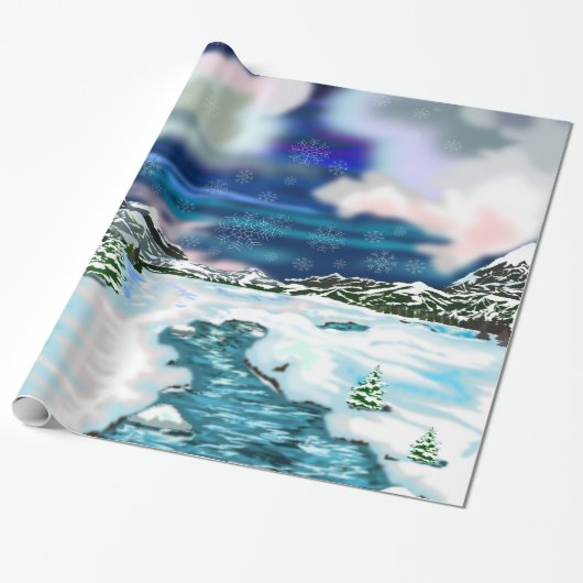 mooi winterlandschap inpakpapier (Uitgerold)