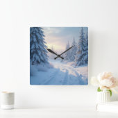 Mooi winterlandschap vierkante klok (Huis)