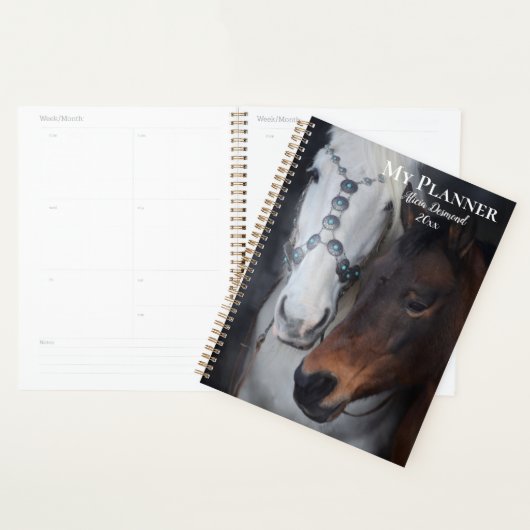 Mooi, wit Arabisch paard met kou Planner (Display)