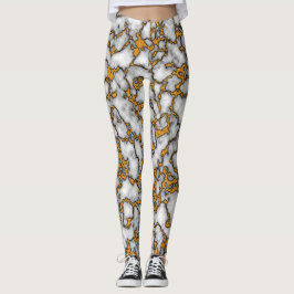 Mooi wit en goud marmeren textuur ontwerp leggings