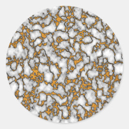 Mooi wit en goud marmeren textuur ontwerp ronde sticker