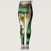 Mooi wit en gouden mardi Gras-masker Leggings (Voorkant)